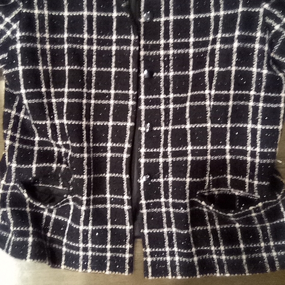 Oversized Wool Blend Vintage Plaid Blazer w/ Shimmer - Picture 8 of 11